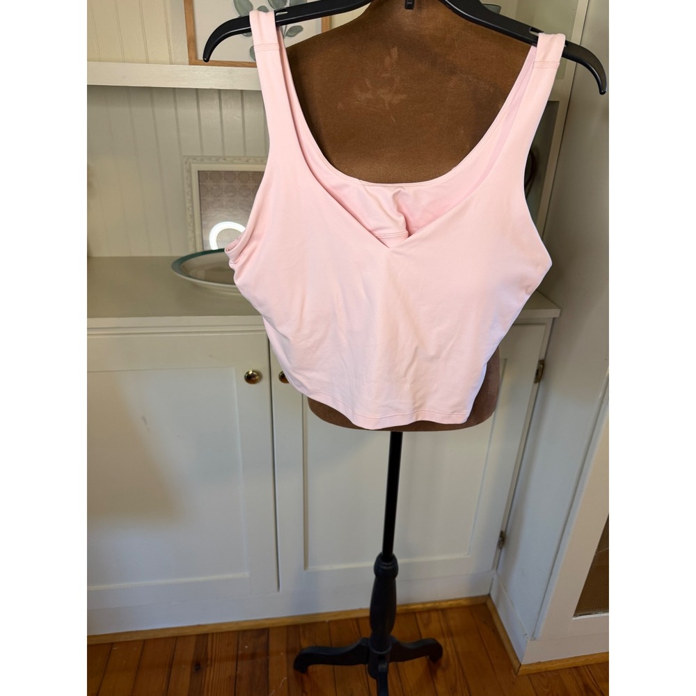 Lululemon Light Pink Longline Sports Bra Crop Top Size 14